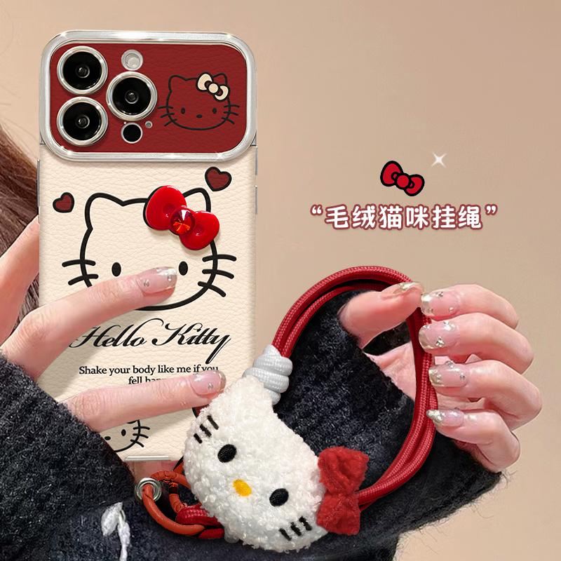适用苹果17大视窗猫咪挂绳手机壳