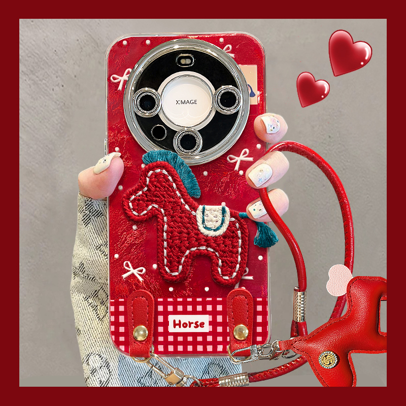 适用mate70冰川纹小马贴件手机壳