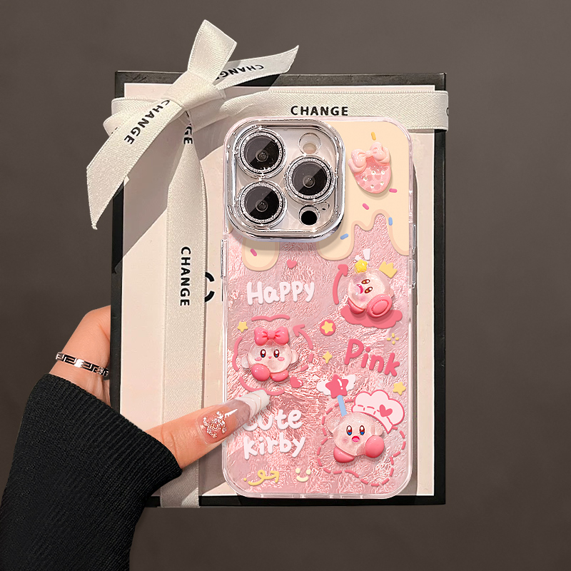 适用苹果17冰川纹卡比公仔手机壳