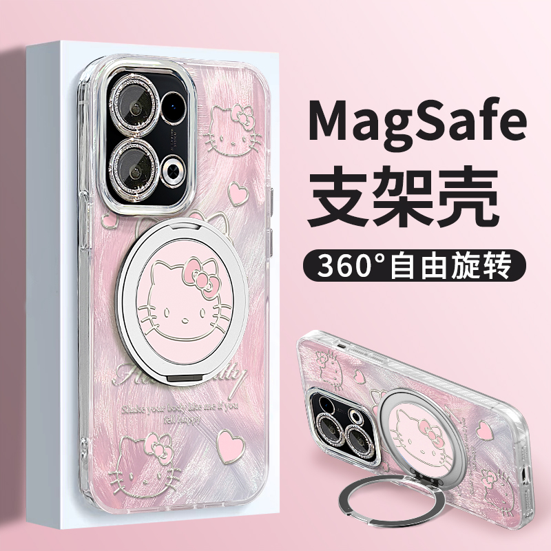 适用reno13羽纱壳粉色kt猫手机壳