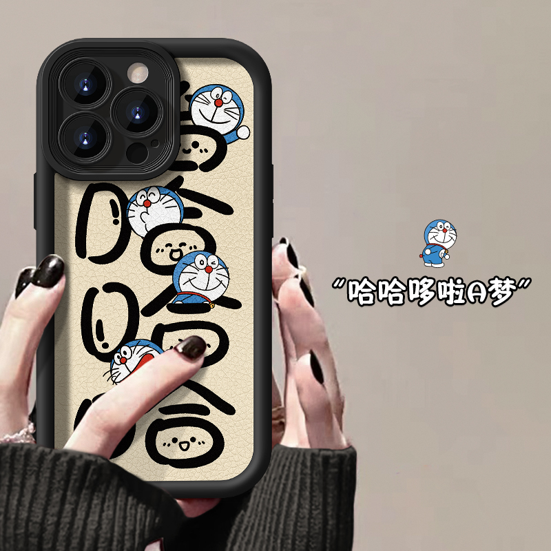 苹果天眼羊皮可爱哆啦A梦手机壳