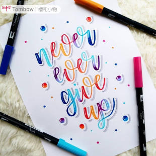 日本Tombow蜻蜓ABT双头水彩笔子弹笔记术推荐 用笔设计填色笔软毛笔BRUSH英文艺术字体入门