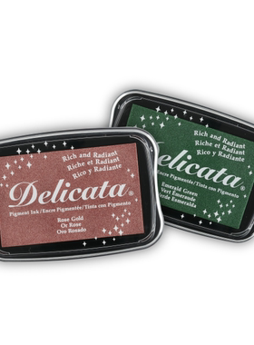 日本Tsukineko/月猫金属印台Delicata多用印台大号橡皮章印泥金色