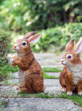 花园庭院装饰仿真兔子摆件树脂工艺品动物景观雕塑园林园艺别墅