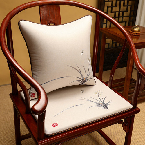 刺绣新中式茶椅子垫定制