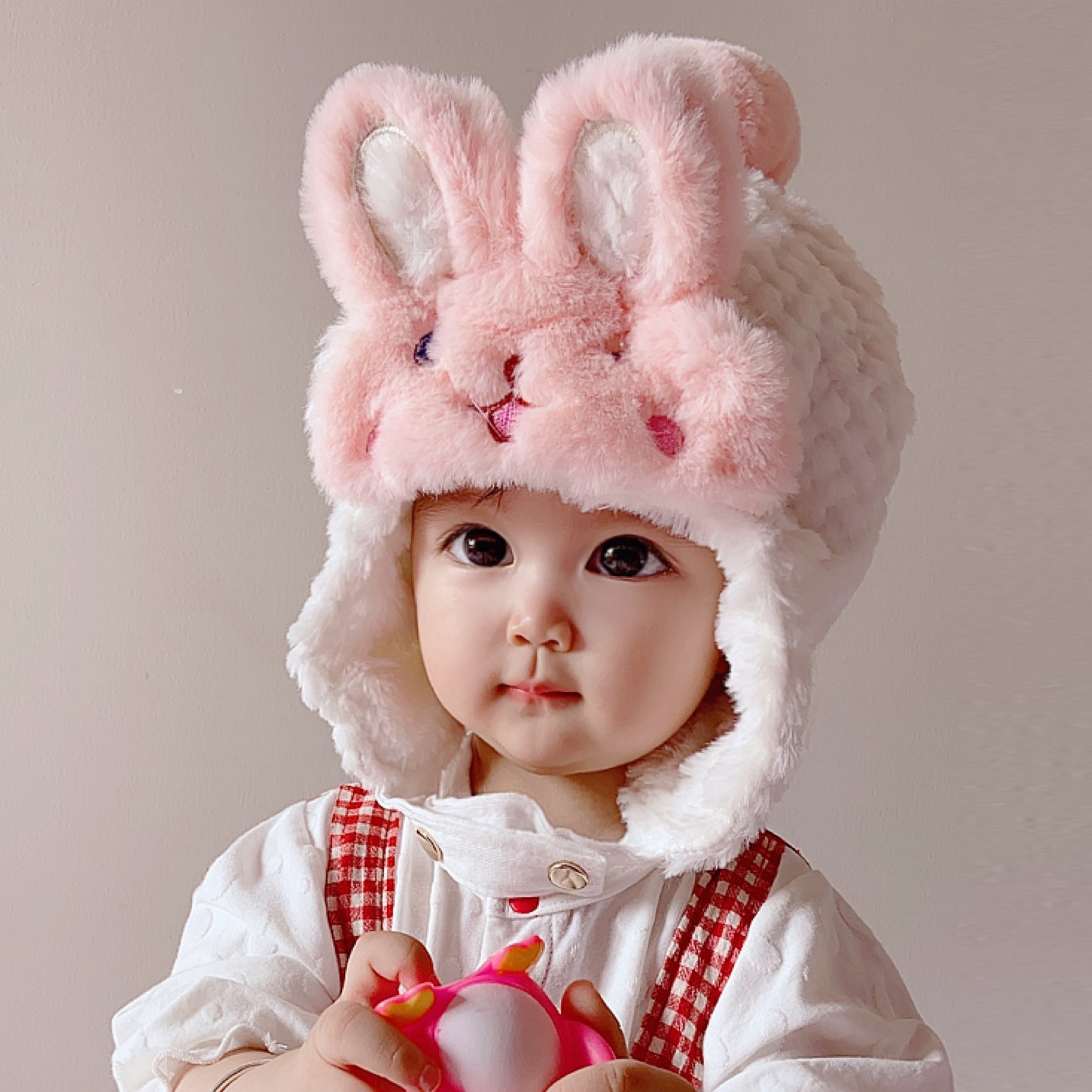 宝宝帽子冬季婴儿童加绒护耳帽冬天韩版潮女童毛绒可爱超萌1岁2男