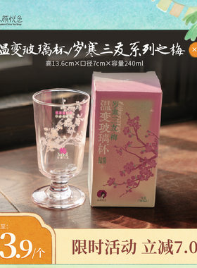 【新品】茶颜悦色温变玻璃杯/岁寒三友系列直饮240ml家用饮品杯
