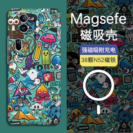 适用oppoReno15手机壳Findx9Pro卡通蓝底魔法元素硬壳Reno14全包Findx8ultra超薄Reno13防摔创意夜光亲肤12