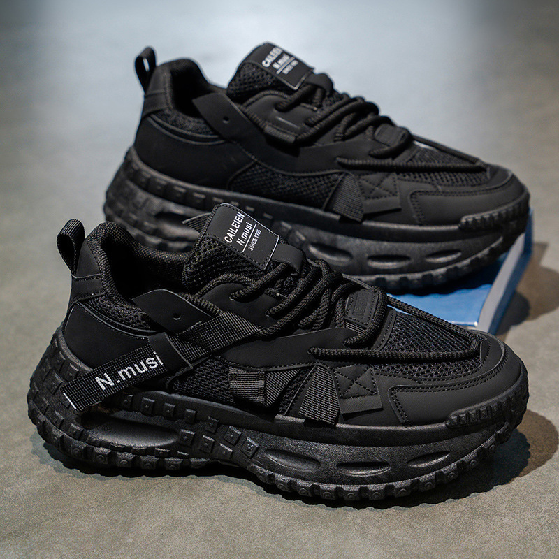 2025秋季男鞋新款透气网面运动鞋子男潮流百搭厚底增高休闲老爹鞋