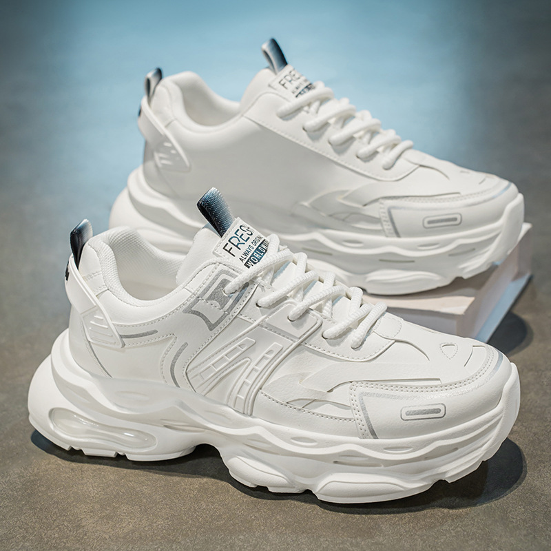 春季男鞋新款透气小白鞋子男潮流百搭厚底增高运动鞋休闲老爹鞋男