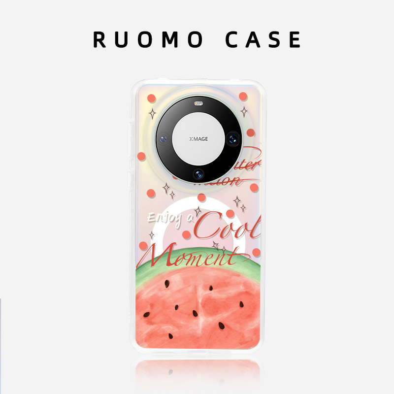 若墨适用华为Mate70pro手机壳新款mate60pro女镭射磁吸渐变高级感小众40清新夏日M60多巴胺西瓜mata保护套
