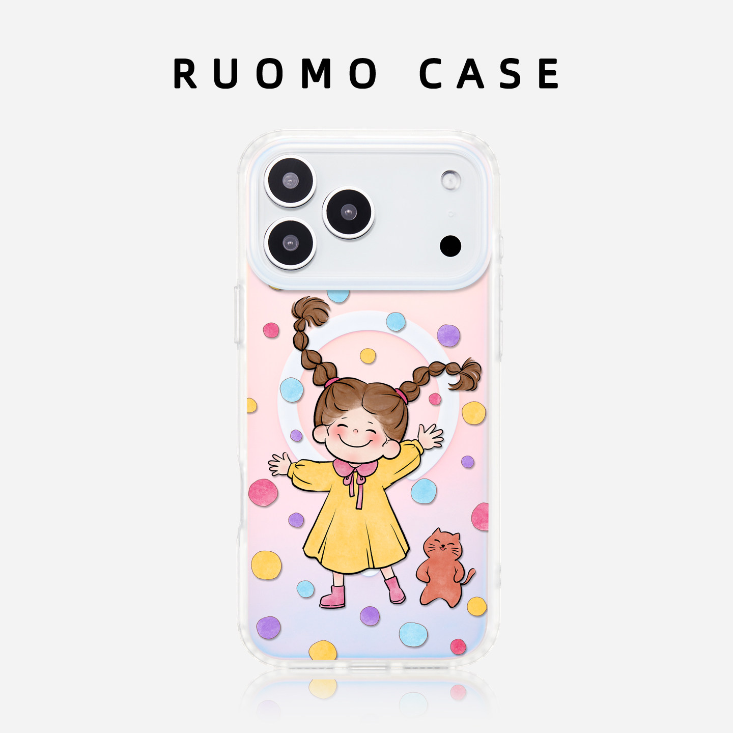 若墨适用苹果17promax手机壳新款iphone16pro女15磁吸镭射带挂绳高级感14超火时尚波点13创意女孩ip12可爱