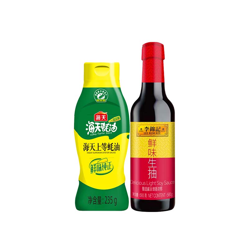 【U先试用】李锦记 海天调味品组合 鲜味生抽585g+上等蚝油235g
