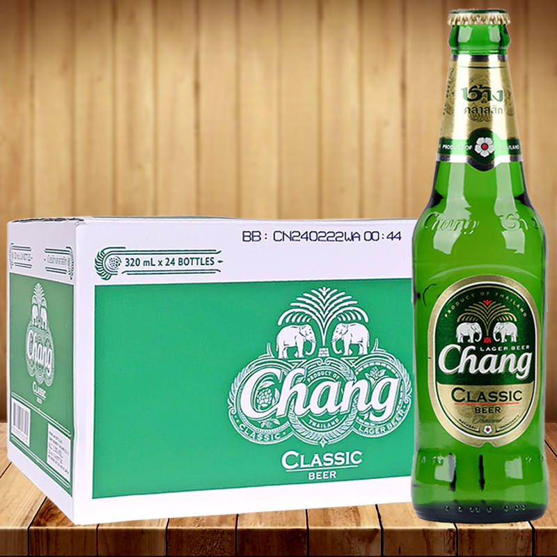 chang/大象啤酒泰国原装进口 泰象啤酒 双象黄啤320ml*24瓶整箱装