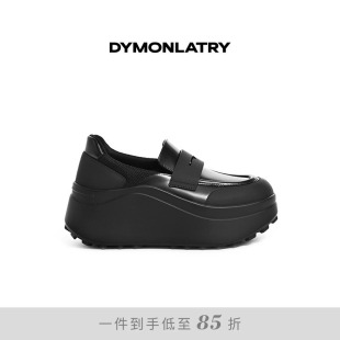 DYMONLATRY 厚底女士单鞋松糕鞋 百搭厚底牛皮乐福鞋子女