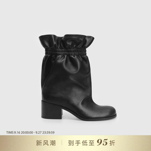 DYMONLATRY褶皱花苞高跟靴