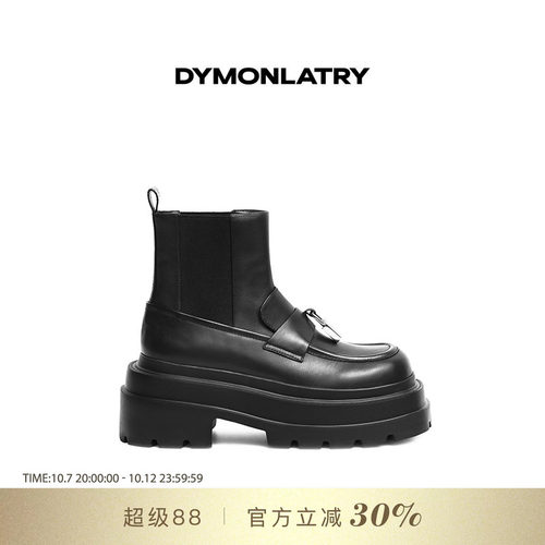 DYMONLATRY黑色大头英伦马丁靴
