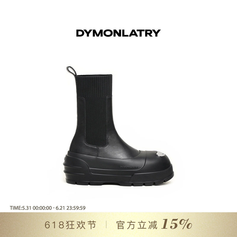 DYMONLATRY机能金属装饰切尔女靴 女士厚底短靴马丁靴