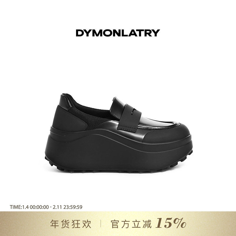 DYMONLATRY2025新款厚底女士单鞋松糕鞋 百搭厚底牛皮乐福鞋,女鞋,乐福鞋（豆豆鞋）,淘宝优惠券,粉丝福利购,淘宝优惠卷