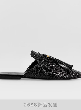 DYMONLATRY 2026SS新款流苏手工编织乐福拖鞋子女