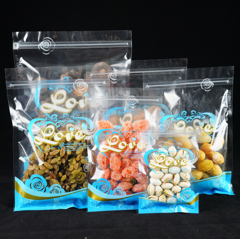 彩色平底包装袋子自封 食品透明密封拉骨干货果茶叶塑封口印花 袋