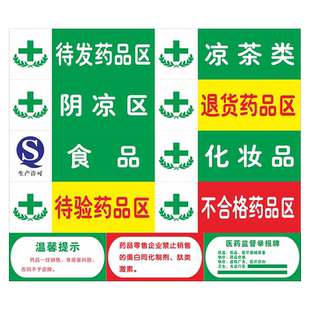大药房药品分类保健食品类药房药品保健品不能替代药品拆零专柜标签标贴医院药房柜台PVC板墙贴标识牌定制做