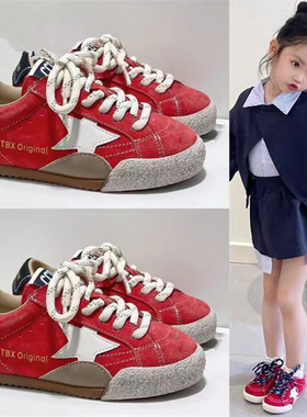 ABC defier儿童阿甘鞋男童鞋大红色平底运动鞋潮牌小学生女童板鞋