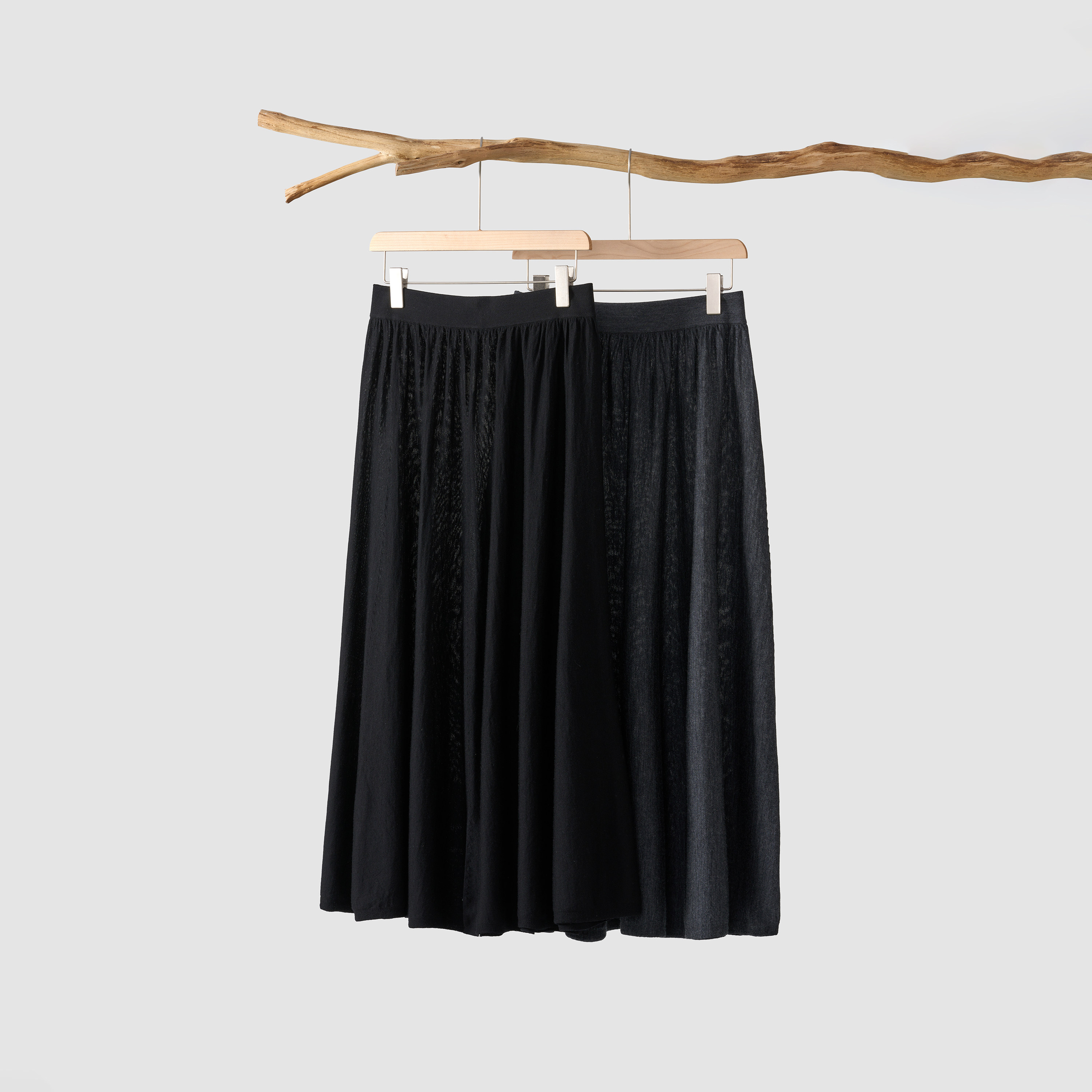 山麻叙针织高腰显瘦百褶半身裙