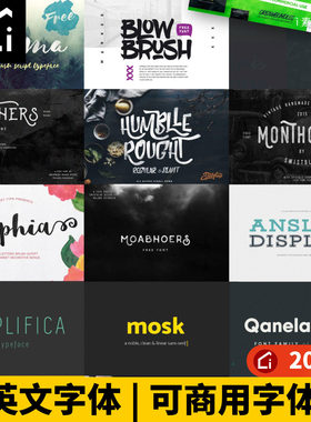 免费可商用ai英文设计师海报书籍procreate设计PPT库PS字体下载