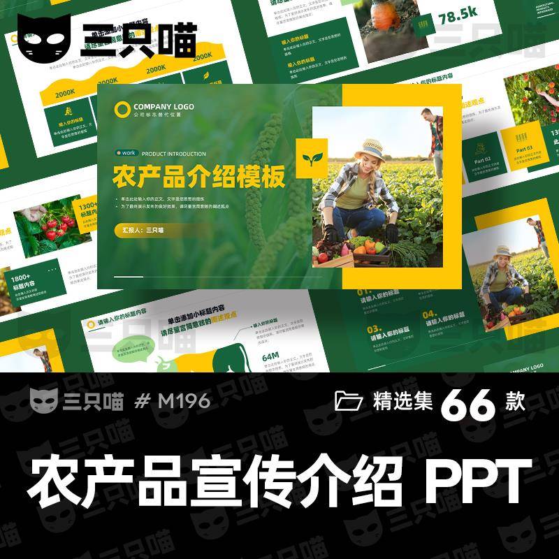 农产品公司宣传介绍推广有机绿色食品生态农业招商策划PPT模板wps