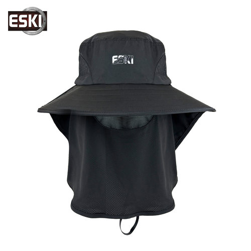 ESKI爱斯帽子夏季防晒帽大檐遮阳帽渔夫帽男款披肩帽太阳帽