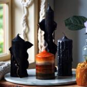 复古高级艺术黑色滴泪香薰蜡烛摆件高级感小众氛围感装 饰品样板间