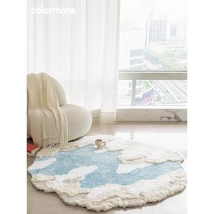 卧室圆形小地毯梳妆台化妆凳脚垫客厅法式 房间布置衣帽间床边地垫