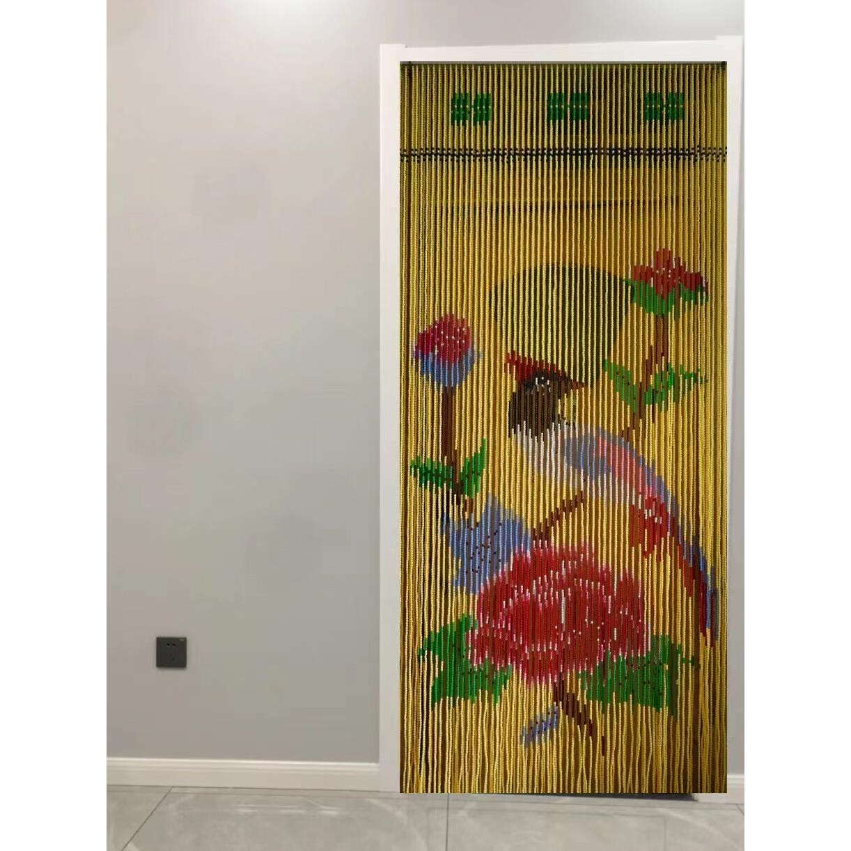 新款纯手工门帘玄关隔断珠帘挂帘覆古屏风卫生间厕所帘成品