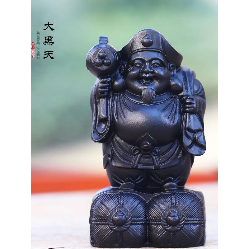 古法琉璃大黑天财神佛像佛堂供奉神像摆件手工琥珀色金黄色财神