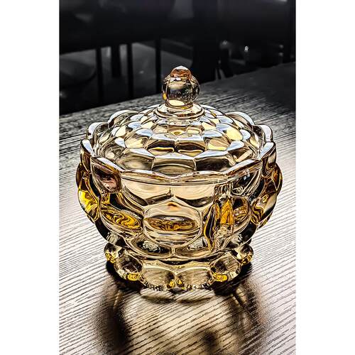 水晶玻璃碗水果盘带盖糖果罐果盘大烟灰缸高端大气上档次高级容器