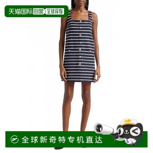 美国 自营 veronica beardTibbie条纹针织迷你连衣裙 海军蓝白色