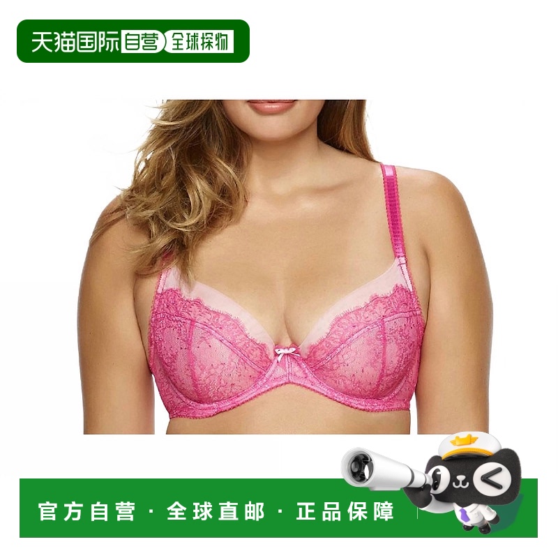 自营 paramour琥珀色透明蕾丝无衬里全图文胸，丁香玫瑰色 美国奥