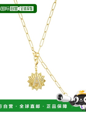 adornia14k 镀金可调节回形针套索，带水晶首字母徽章 - gold-a