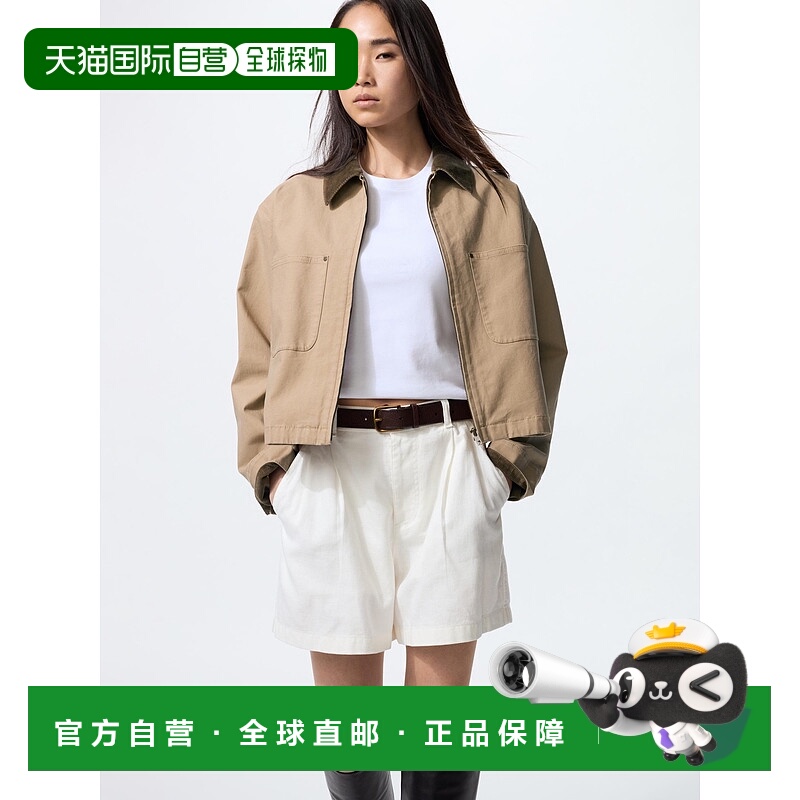 自营 日潮跑腿UNIQLO优衣库 拉链短夹克 32 BEIGE WOMEN XS 47920