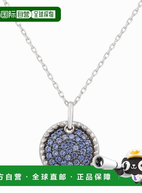 自营 Suzy Levian 蓝色蓝宝石黑铑纯银密镶圆盘吊坠 - 蓝色 美国