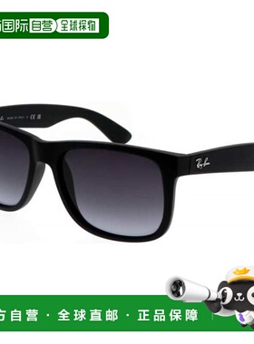 自营Ray-Ban Justin Black Nylon Square Dark Grey Men's Sungla