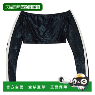 黑色 自营 上衣 kamali侧条纹露肩黑色短款 美国奥莱直发 norma