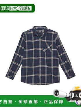 自营Boys Rip Curl Flannel Shirt Blue Cotton Checked Long Sle