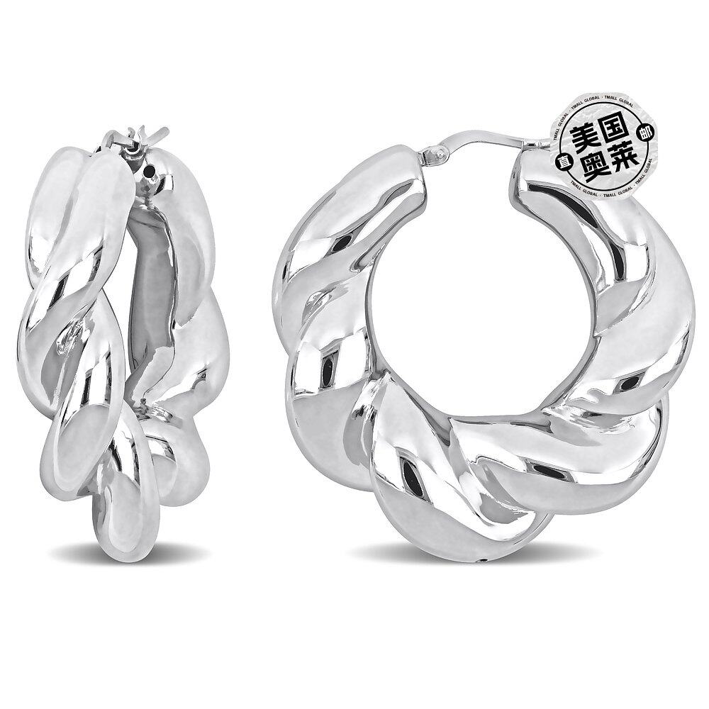 mimi & max39 MM Twisted Hoop Earrings in Sterling Silver - s