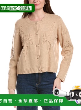 自营CeCe Knit Flower Cardigan - Brown 开衫美国直发奥莱