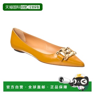 自营tod'sTOD的皮革平面-橙色 美国奥莱直发新款女鞋单鞋平底鞋