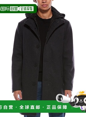 自营Kenneth Cole Wool-Blend Melton Coat - gray 美国奥莱直发