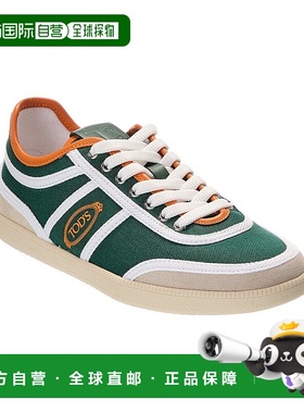 自营 tod'sTOD的卡带帆布和皮革运动鞋-绿色 美国奥莱直发