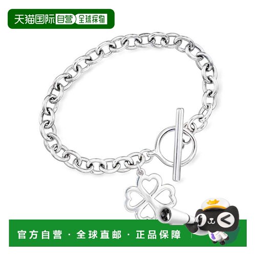 自营Ross-Simons Sterling Silver Clover Charm Bracelet - 8 in